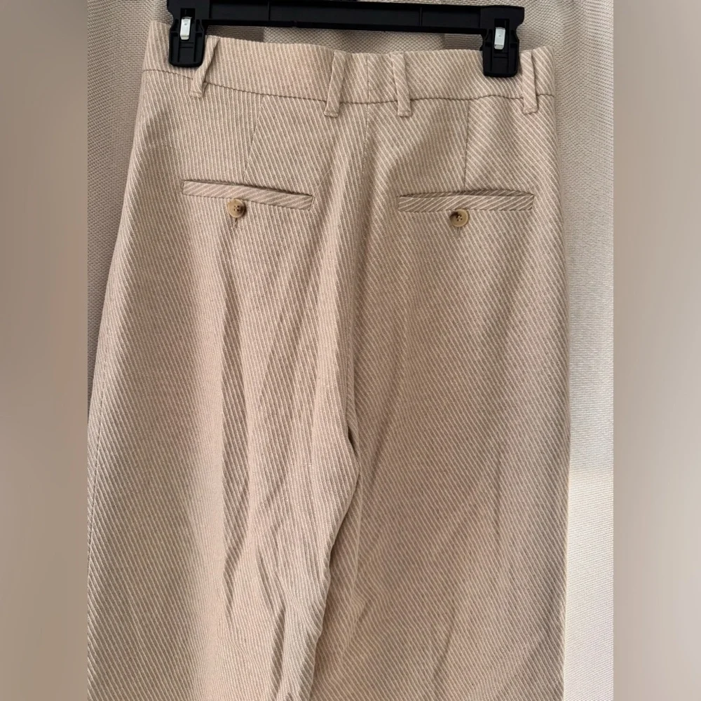 ZARA Beige Textured Wide Leg Pants Size Small NWT - Picture 5 of 5